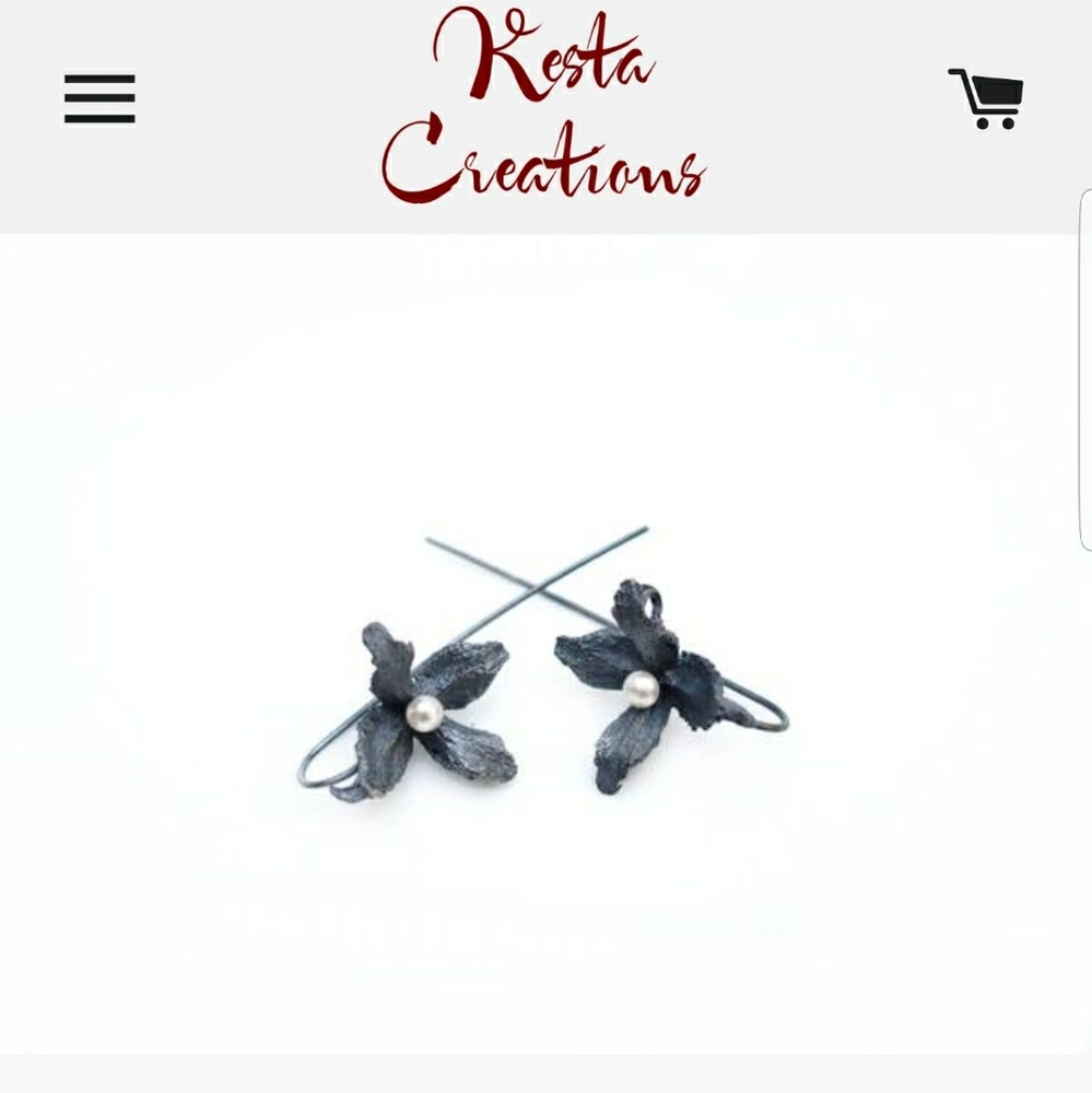 Kesta Creations Pearl and Silver Earrings